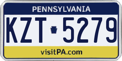 PA license plate KZT5279