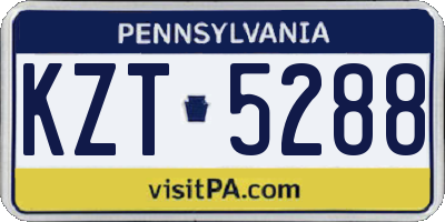 PA license plate KZT5288