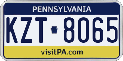 PA license plate KZT8065