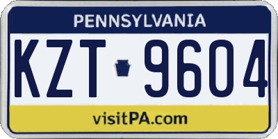 PA license plate KZT9604