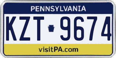 PA license plate KZT9674
