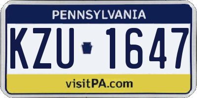 PA license plate KZU1647