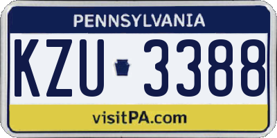 PA license plate KZU3388