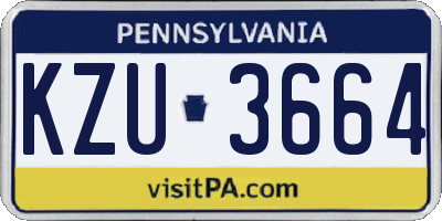 PA license plate KZU3664