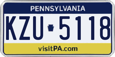 PA license plate KZU5118
