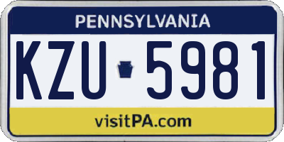 PA license plate KZU5981