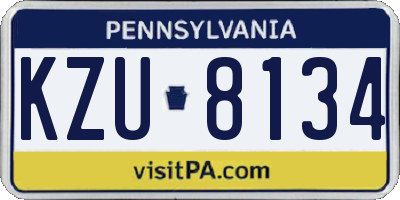 PA license plate KZU8134