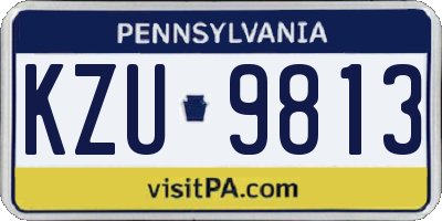 PA license plate KZU9813