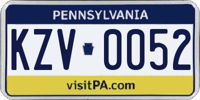 PA license plate KZV0052