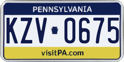 PA license plate KZV0675