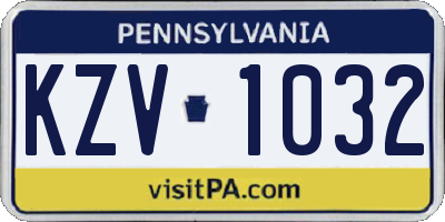 PA license plate KZV1032
