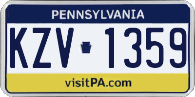 PA license plate KZV1359