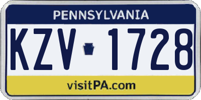PA license plate KZV1728