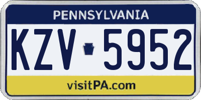 PA license plate KZV5952