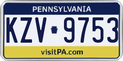 PA license plate KZV9753