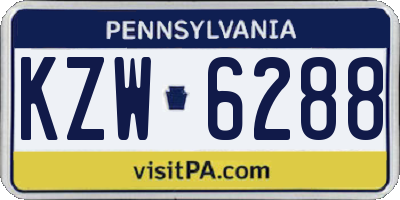PA license plate KZW6288