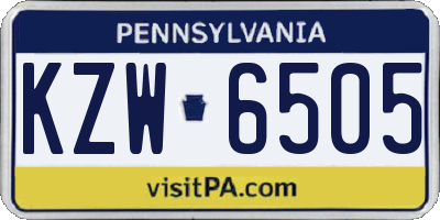 PA license plate KZW6505