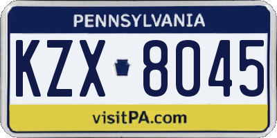 PA license plate KZX8045