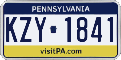 PA license plate KZY1841