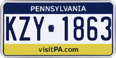 PA license plate KZY1863