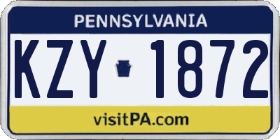 PA license plate KZY1872