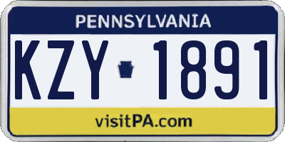 PA license plate KZY1891