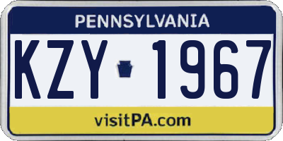 PA license plate KZY1967