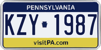 PA license plate KZY1987