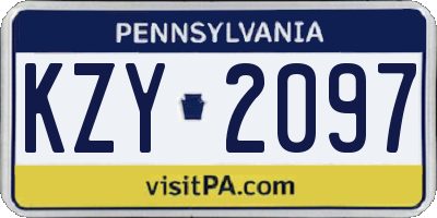 PA license plate KZY2097