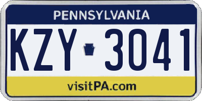 PA license plate KZY3041