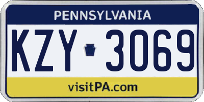 PA license plate KZY3069