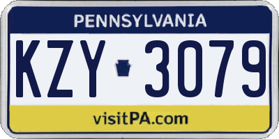 PA license plate KZY3079