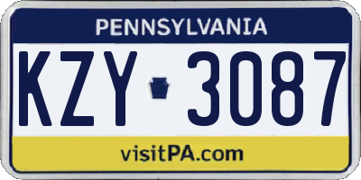 PA license plate KZY3087