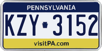 PA license plate KZY3152