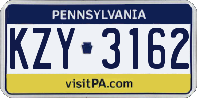 PA license plate KZY3162