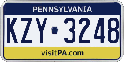 PA license plate KZY3248