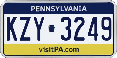 PA license plate KZY3249
