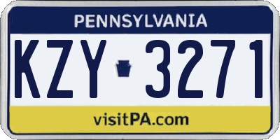 PA license plate KZY3271