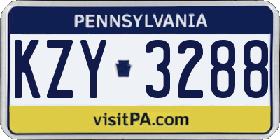 PA license plate KZY3288