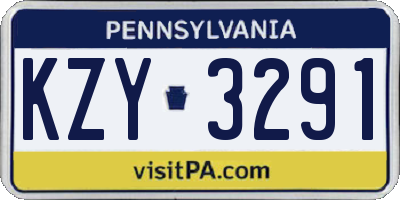 PA license plate KZY3291