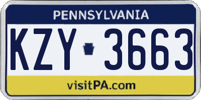 PA license plate KZY3663