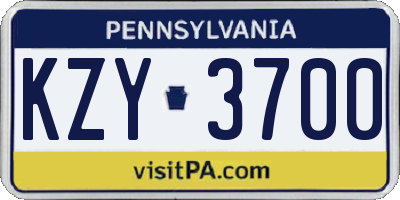 PA license plate KZY3700