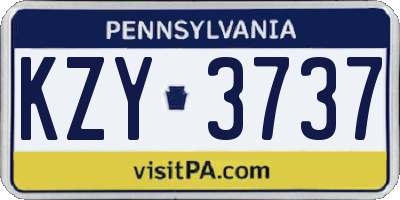 PA license plate KZY3737
