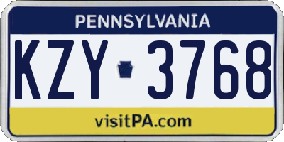 PA license plate KZY3768