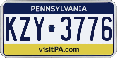 PA license plate KZY3776