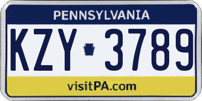 PA license plate KZY3789