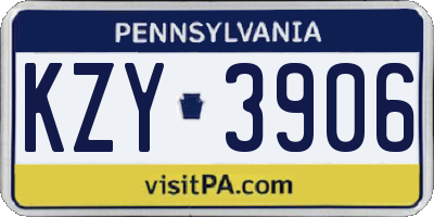 PA license plate KZY3906