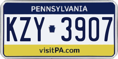 PA license plate KZY3907