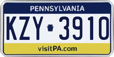 PA license plate KZY3910