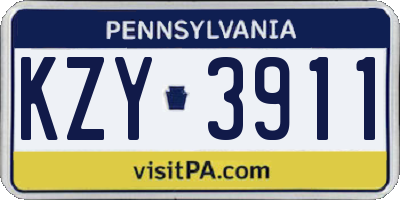 PA license plate KZY3911